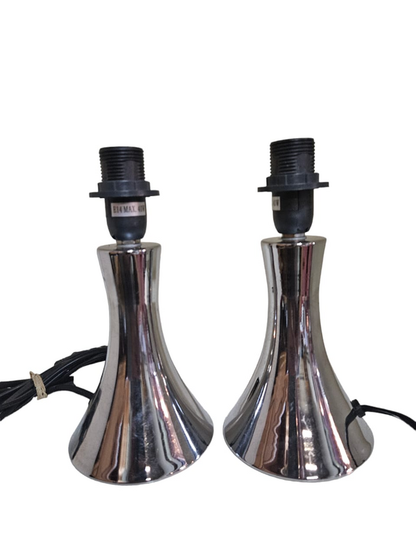 Pair of Silver Colored Table Lamps