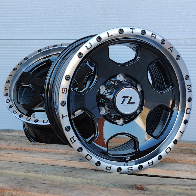 New 16 inch black/machined lip wheels, 6 holes, 6x139 pcd.