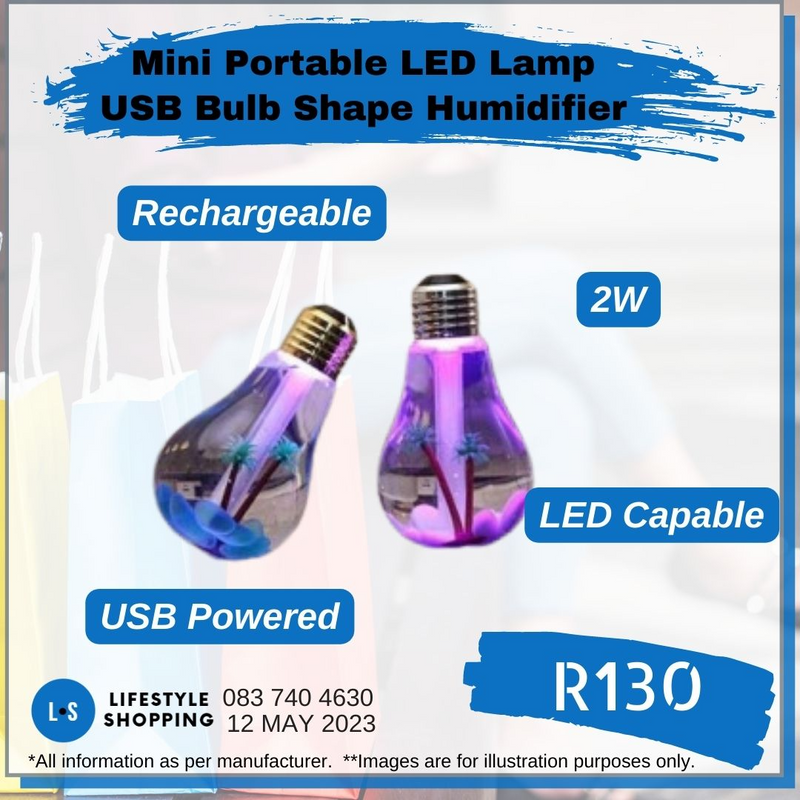 Mini Portable LED Lamp USB Bulb Shape Humidifier