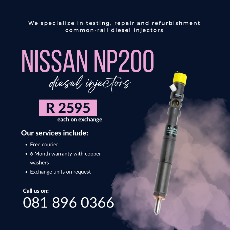 NISSAN NP200 DIESEL INJECTORS FOR SALE WITH 6MONTH WARRANTY