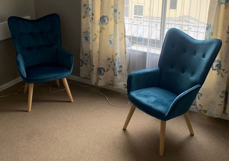 2 x Blue/Jade Velvet Occasional Chairs - price per chair