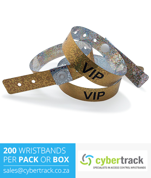 200 VIP Printed L-Shape Hologram Wristbands