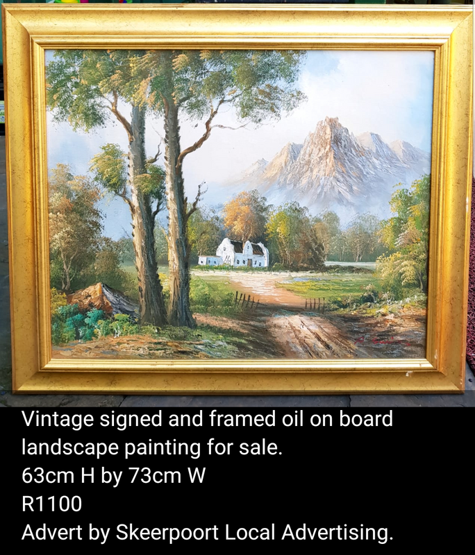 Vintage signed and framed oil on board landscape painting for sale