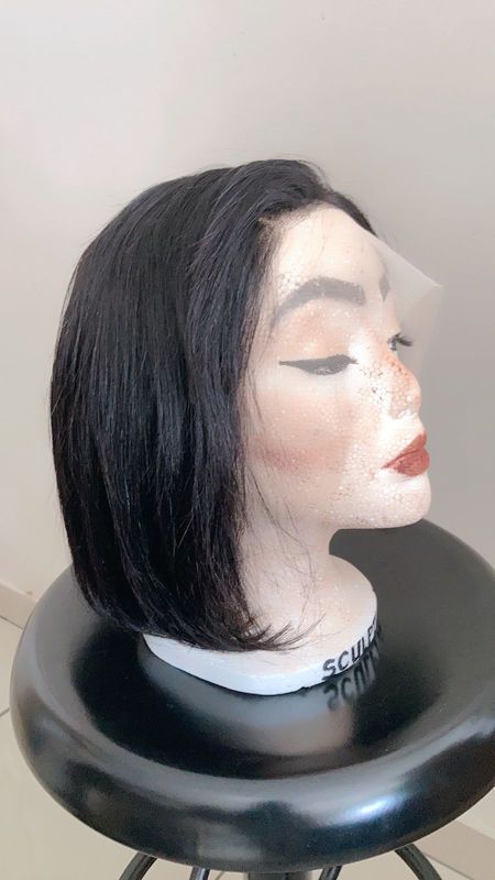 100% Human Hair Angled Bob Wig For Sale