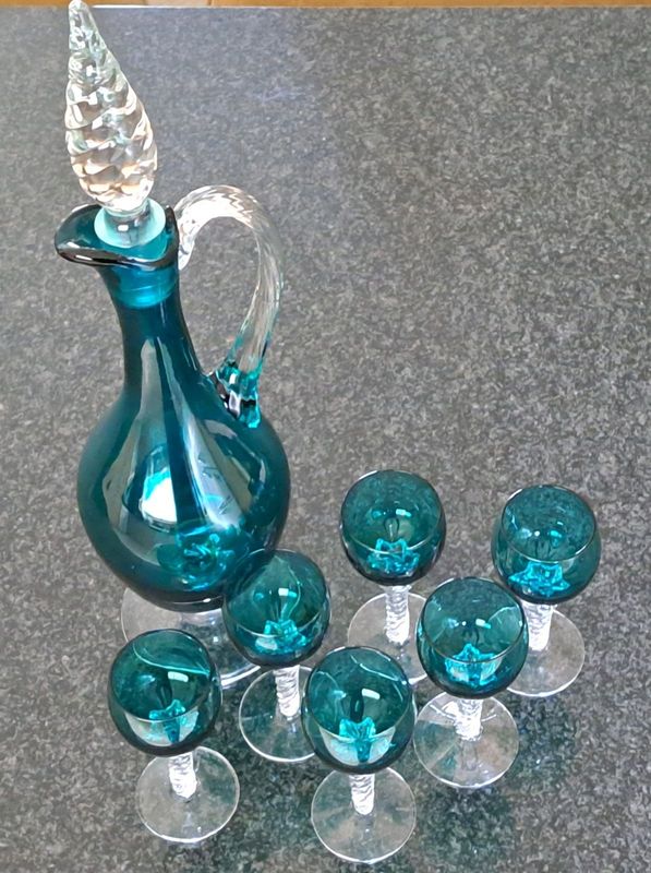 Vintage Empoli Teal Glassware