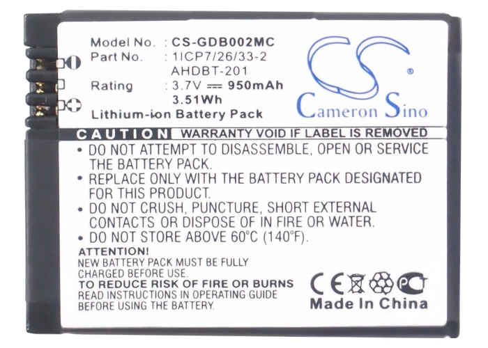 Camera Battery CS-GDB002MC for GOPRO Hero 03 etc.
