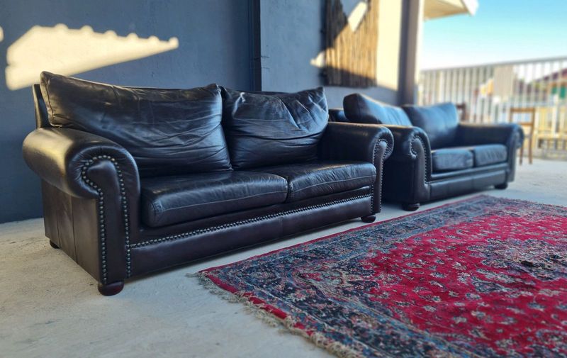 Gorgeous Oxblood Genuine Leather Sofas, R7500 each, SOL FURNITURE