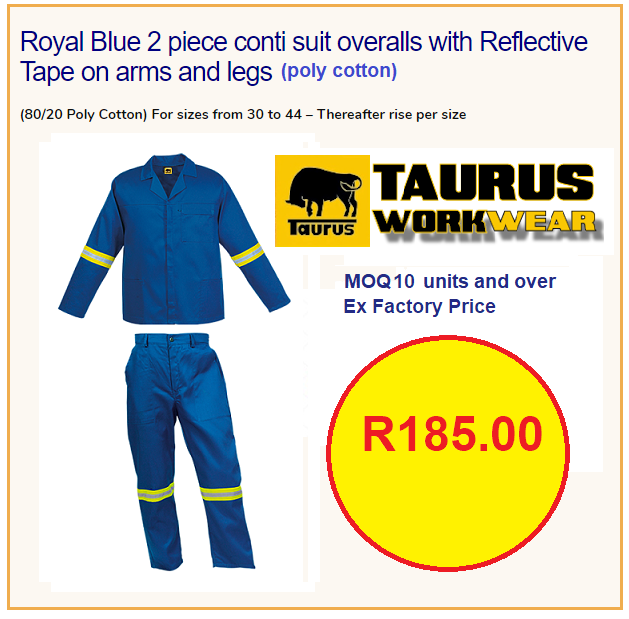 Royal Blue conti suit overalls with Reflective Tape