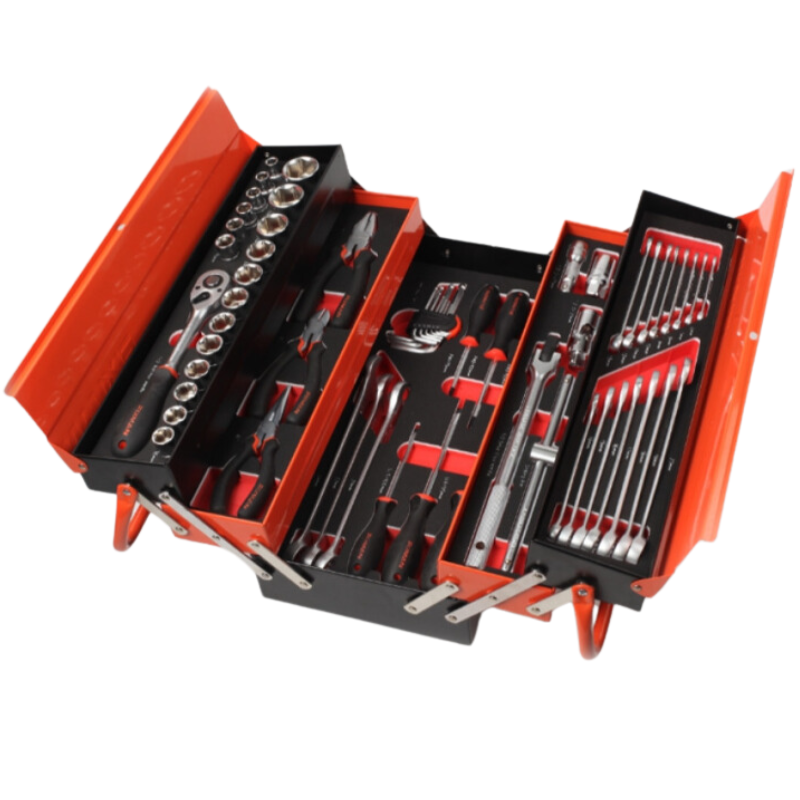 Fixman - 62 Piece Cantilever Mechanic Tool Box with 5 Compartments