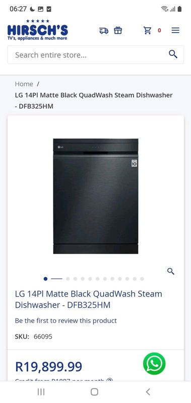 Lg 14 place matt black dishwasher