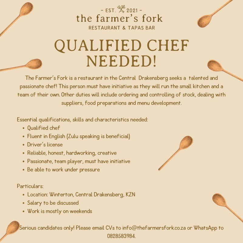 Qualified Chef needed!