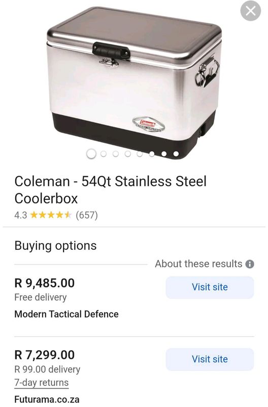 Reduced Caste lite Coleman 54Qt Stainless Cooler box