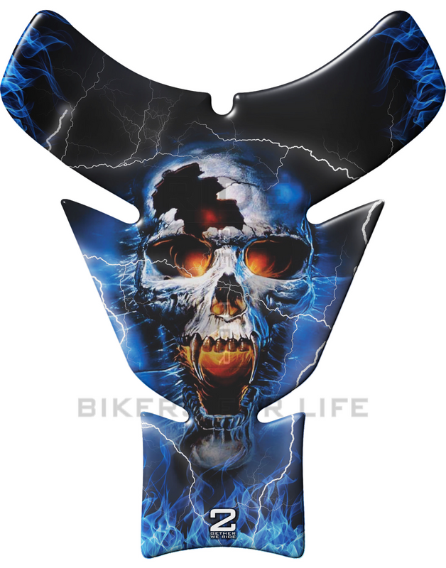 Universal Fit Multi Colour Thunder Flaming Skull Motor Bike Tank Pad Protector