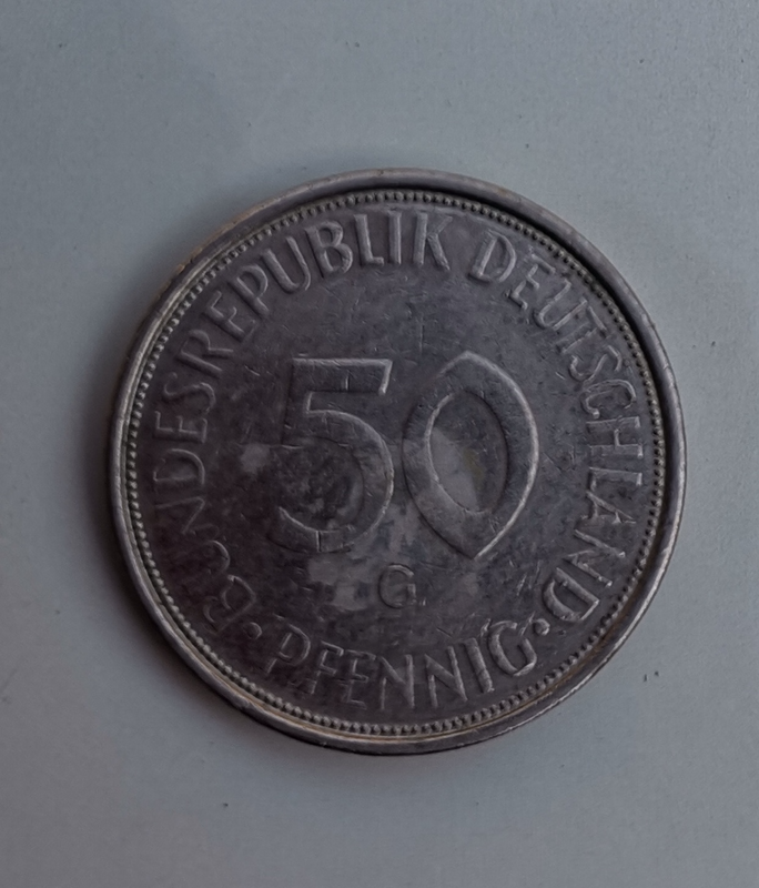1972 German Bundesrepublik Deutschland 50 Pfennig (G) Coin For Sale