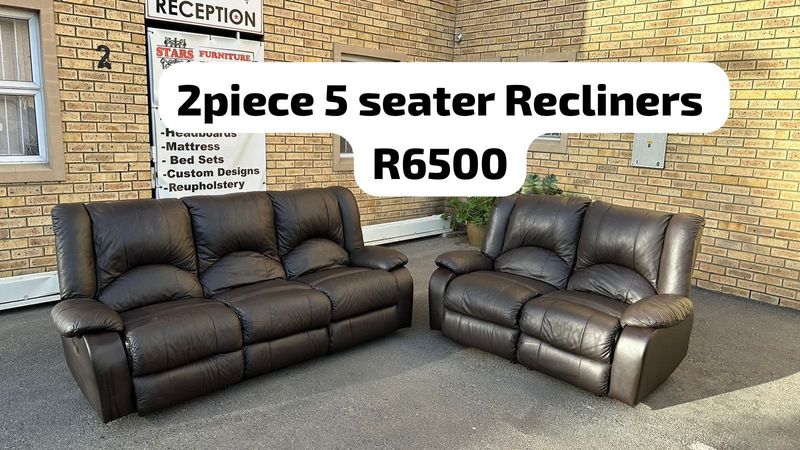 2 piece 5 seater recliners