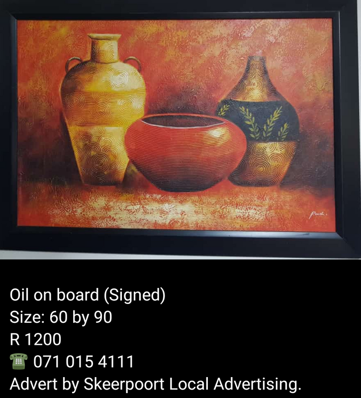 Large signed oil on board painting for sale