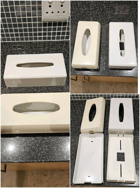 Tissue boxes ideal for bathroom, white plastic