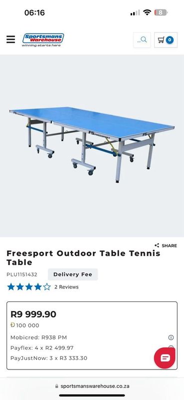 Blue table tennis table on wheels