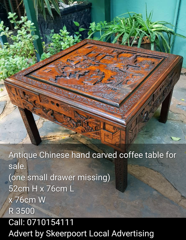 Antique Chinese hand carved coffee table