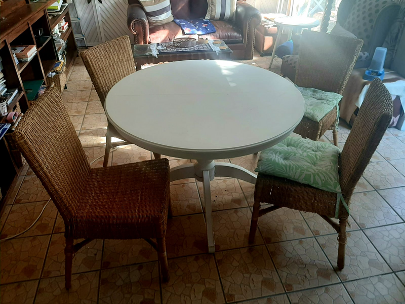 IKEA Extending Table &#43; Rattan Chairs