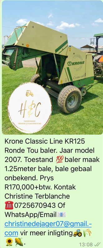 Krone KR125 Classic Line Ronde Tou Baler.