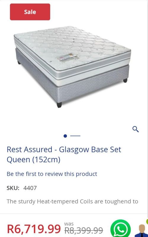 Search entire store search home rest assured glasgow base set queen (152cm) rest assured glasgow bas