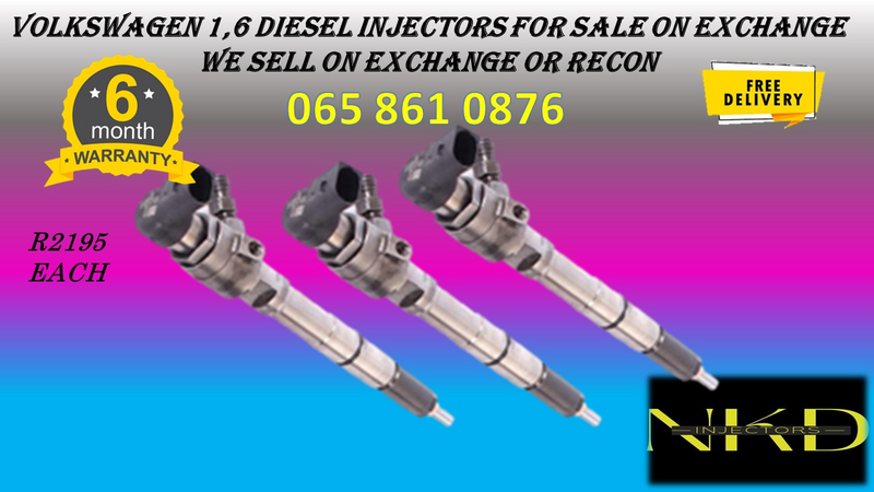 VOLKSWAGEN 1.6 DIESEL INJECTORS FOR SALE ON EXCHANGE OR OT RECON WITH WARRANTY