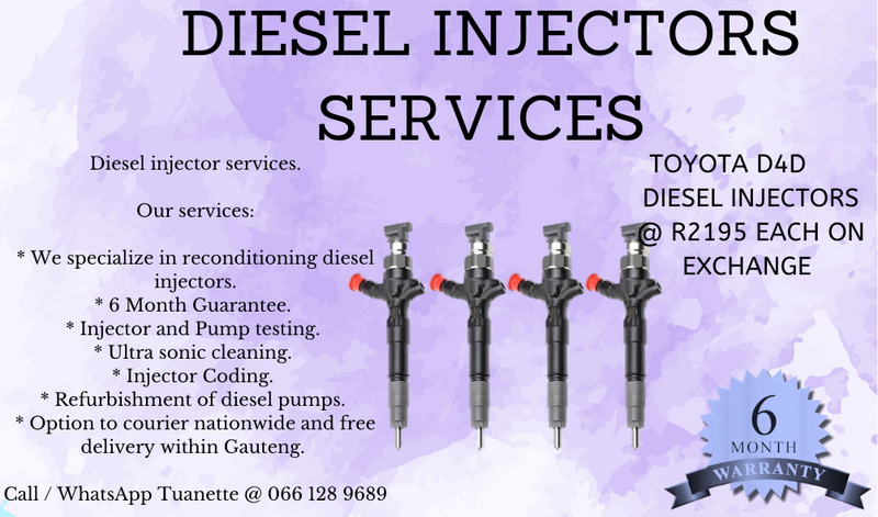 TOYOTA D4D DIESEL INJECTORS FOR SALE ON EXCHANGE OR TO RECON YOUR OWN