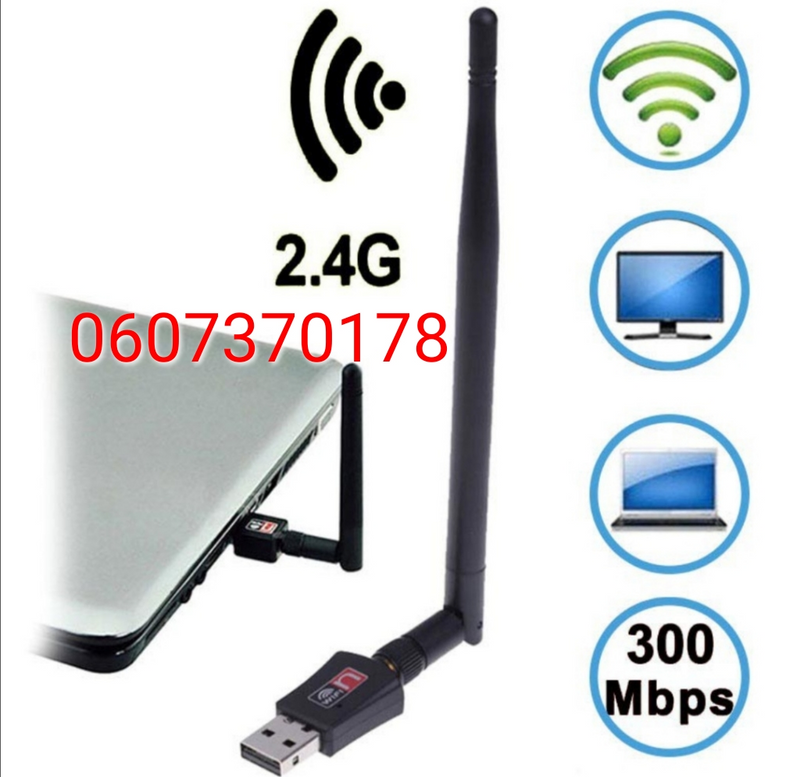 Wireless Mini Wifi Adapter with Extra Long Antenna 300Mbps (Brand New)