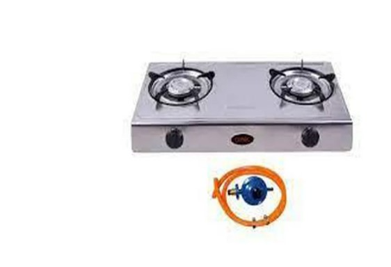 two plate stainless steel gas stove and 9kg gas can (empty)