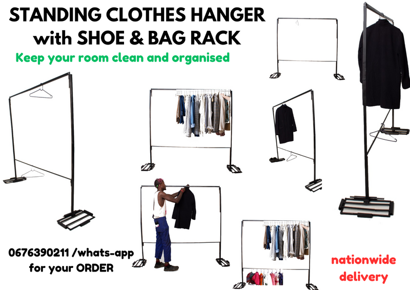 FLOOR HANGER FOR clothes with shoe rack &amp; BAG hanger