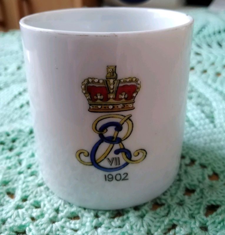 Antique King Edward VII Coronation (1902) Bone China Cup with Lithophane Image