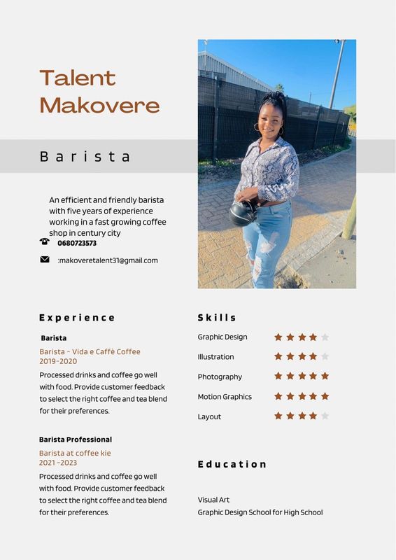Looking for job as a barista