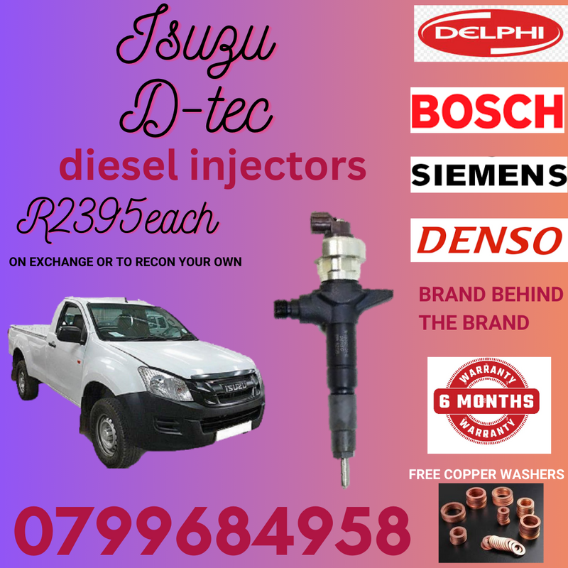 ISUZU D-TEC DIESEL INJECTORS/ 6 MONTHS WARRANTY