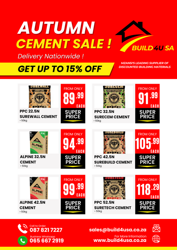 ALL Cement and Building Materials ON SALE NOW ! Delivery Nationwide !