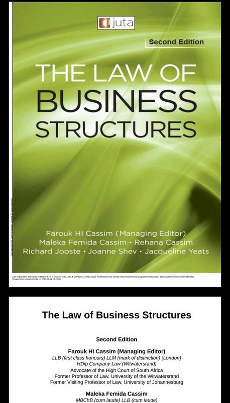 The Law of Business Structures 2nd edition