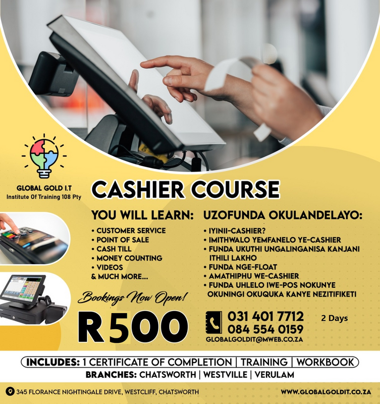 Enroll for a cashier course today!