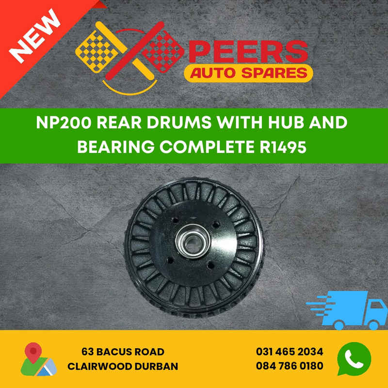 NISSAN NP200 REAR BRAKE DRUMS WITH HUB &amp; BEARING COMPLETE