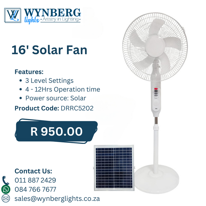 16&#39; Solar Standing Fan - Stay Cool Anywhere for Just R 950.00!