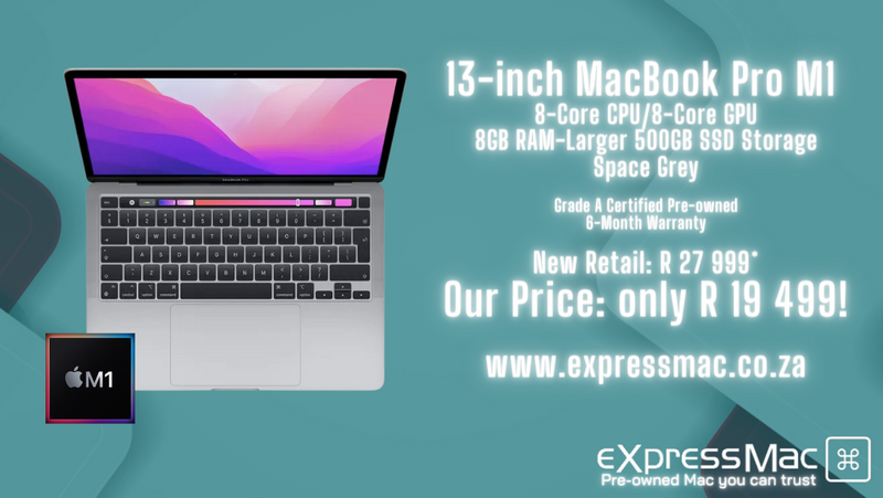 MacBook Pro 13-inch M-8GB RAM- Larger 500GB SSD, Well Kept, 6-Month Warranty incl. BKF