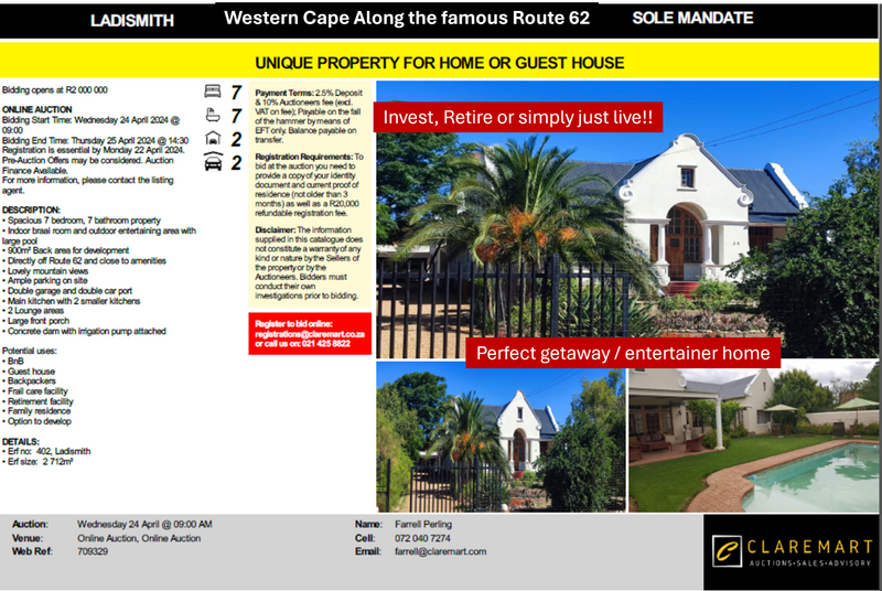 Amazing 7 Bedroom house on famous Route 62 for sale