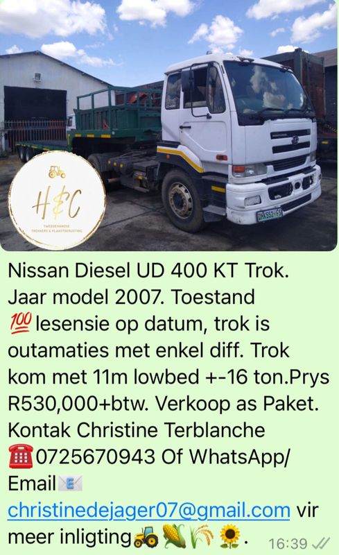 Nissan Diesel UD 400 RT Trok&#43;16 Ton 11m Lowbed