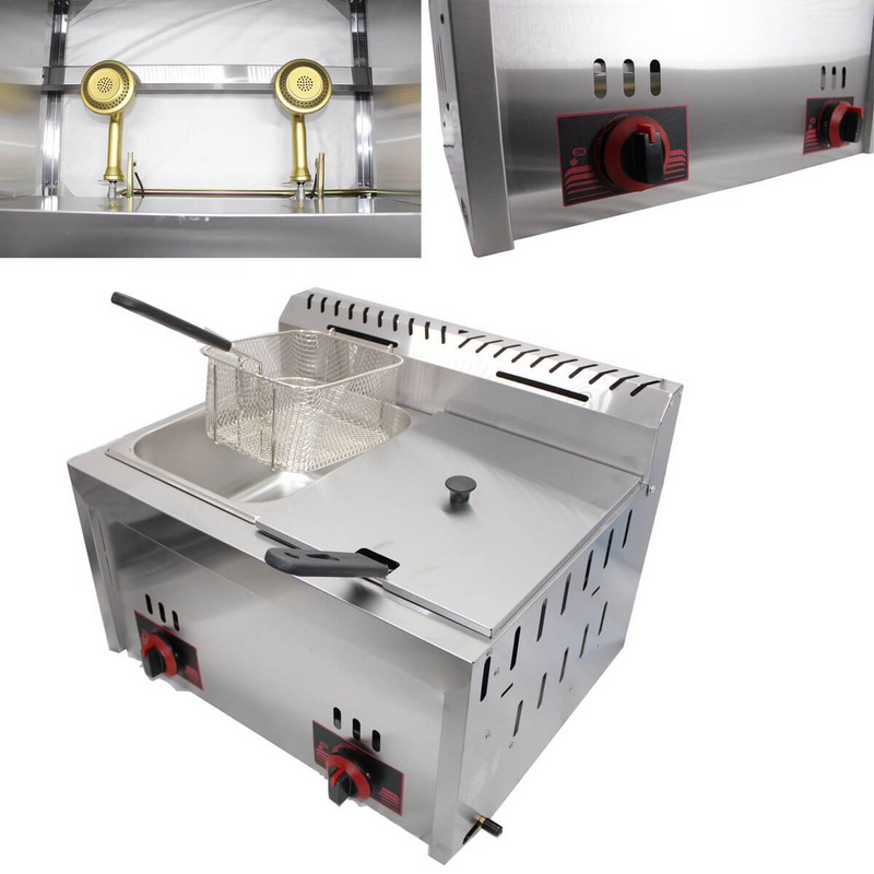 6L &#43; 6L Golden Burner Double Tank Commercial Grade Gas Deep Fryer