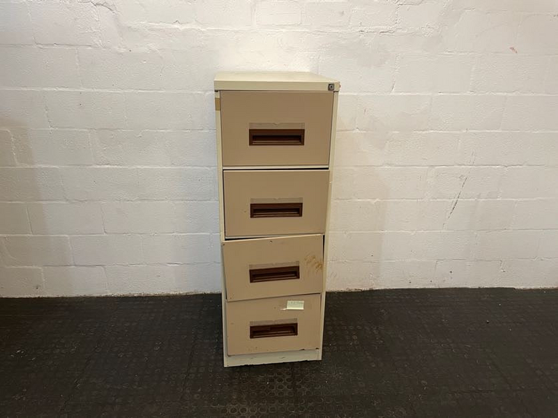 Cream 4 Drawer Filing Cabinet -The bottom 2 drawers are stuck and do not open smoothly - REDUCED - P