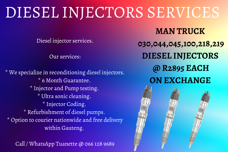 MAN TRUCK 030,044,045,100,218,219 DIESEL INJECTORS FOR SALE ON EXCHANGE OR TO RECON YOUR OWN