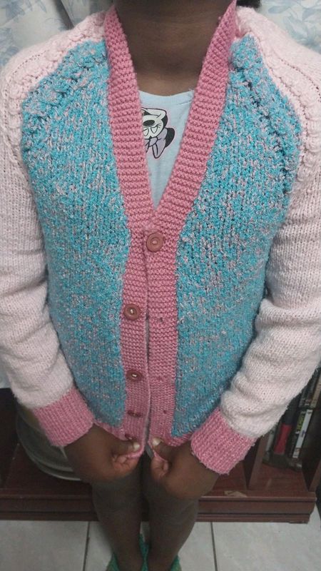Knitted Pink and Blue Collar Jersey