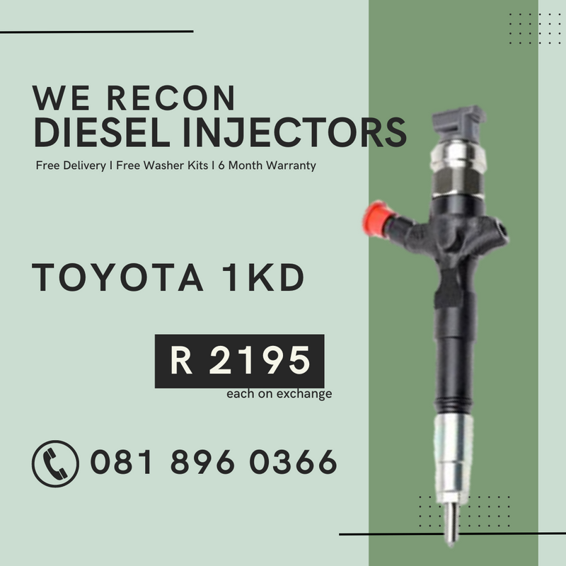 TOYOTA 1KD DIESEL INJECTORS FOR SALE WITH 6 MONTH WARRANTY