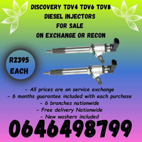 Discovery TDV4 diesel injectors for sale on exchange 6 months warranty.