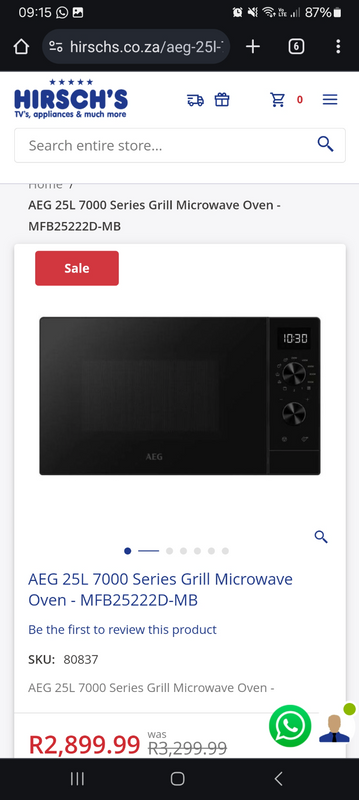 AEG 25L 7000 Series Grill Microwave Oven - MFB25222D-MB