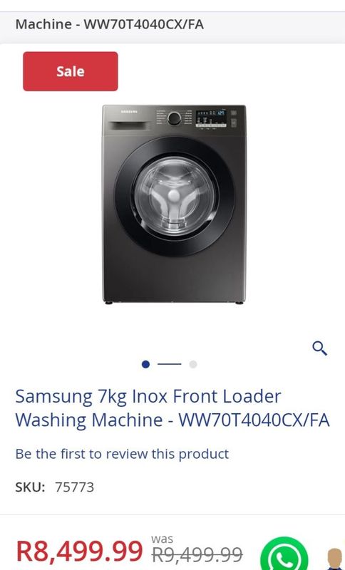 Samsung 7kg inox front loader washing machine w w70 t4040 c x f a